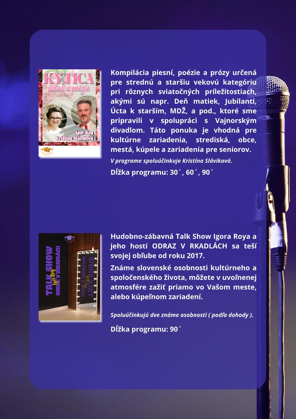 Igor Roy hudobné vystúpenia